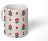 Mok - Koffiemok - Bloemen - Ruiten - Design - Mokken - 350 ML - Beker - Koffiemokken - Theemok