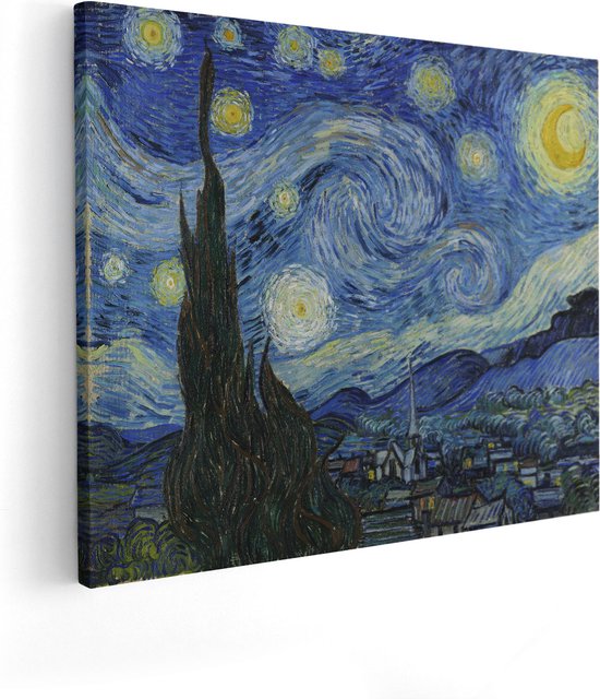 Artaza Canvas Schilderij De Sterrennacht - Vincent van Gogh - 100x80 - Groot - Kunst - Wanddecoratie Woonkamer