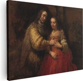 Artaza Canvas Schilderij Het Joodse Bruidje - Isaak en Rebekka - Rembrandt van Rijn - 80x60 - Kunst - Canvas Print - Muurdecoratie