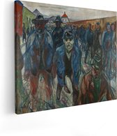Artaza Canvas Schilderij Werknemers op Weg naar Huis - Edvard Munch - 50x40 - Poster Foto op Canvas - Canvas Print