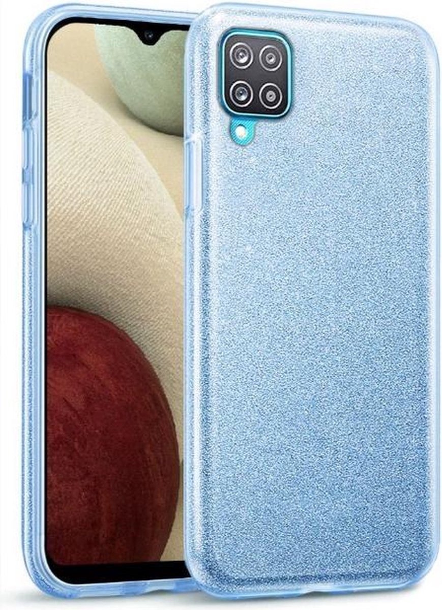 oTronica Backcover glitter Geschikt Voor Samsung Galaxy A12 Hoesje - Blauw