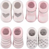 babysokken giftbox New Born katoen wit/roze 4 paar