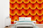 Behang - Fotobehang Design - Retro - Rood - Abstract - Breedte 360 cm x hoogte 260 cm