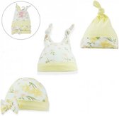 babymutsjes Floral junior katoen geel/wit 3 stuks