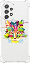 Silicone Case Geschikt voor Samsung Galaxy A53 5G Smartphone hoesje met doorzichtige rand Cat Color