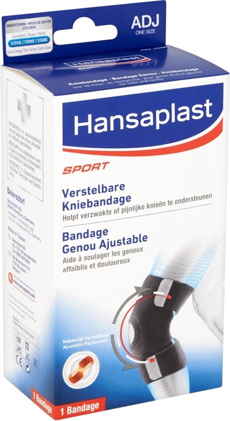 Hansaplast Sport Knie Bandage - Kniesteun - Knie Brace - Knie ondersteuning - Knieverband - Verstelbaar - Zwart