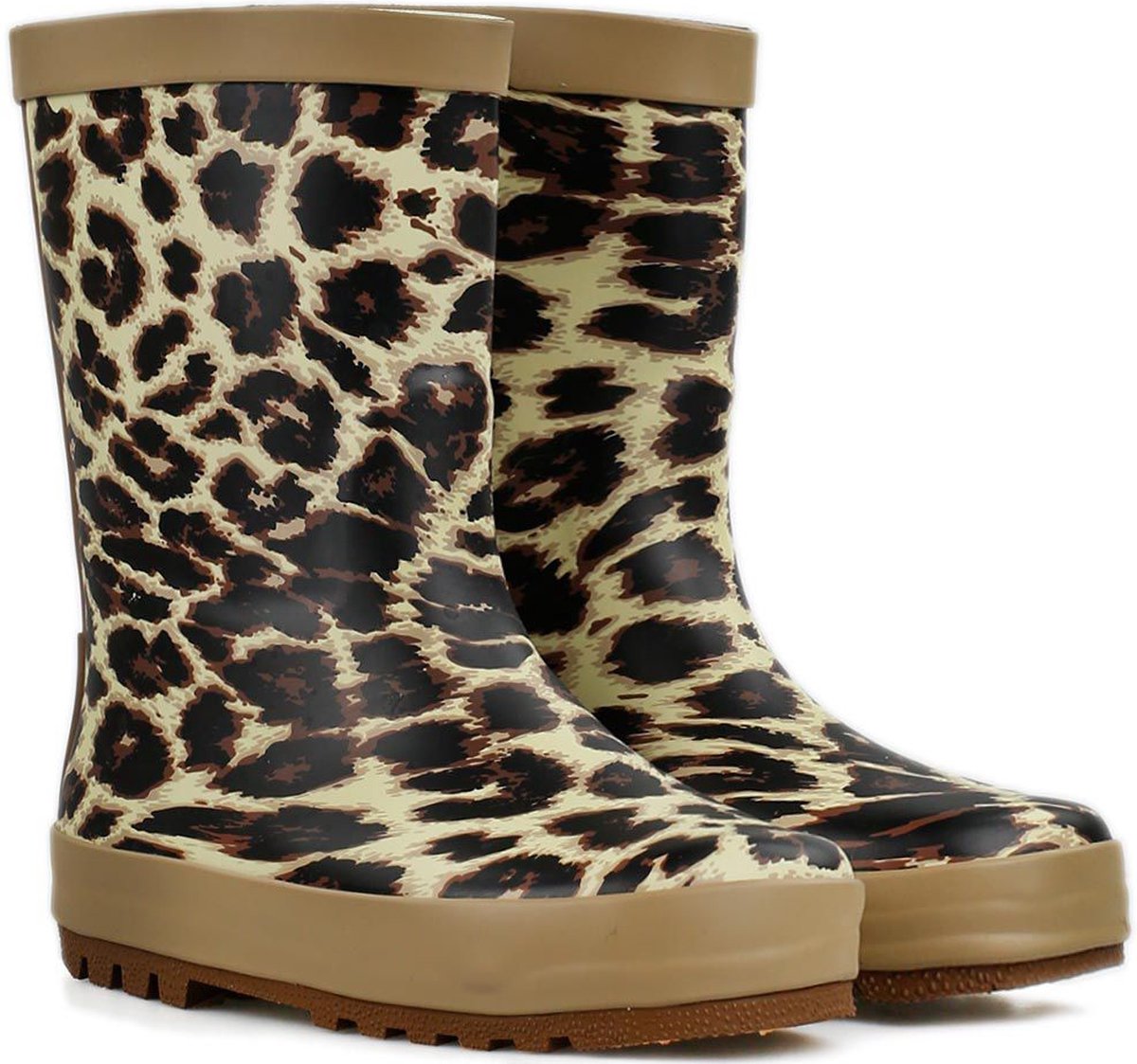 FashionBootZ regenlaarsjes leopard print bruin - beige-29.5