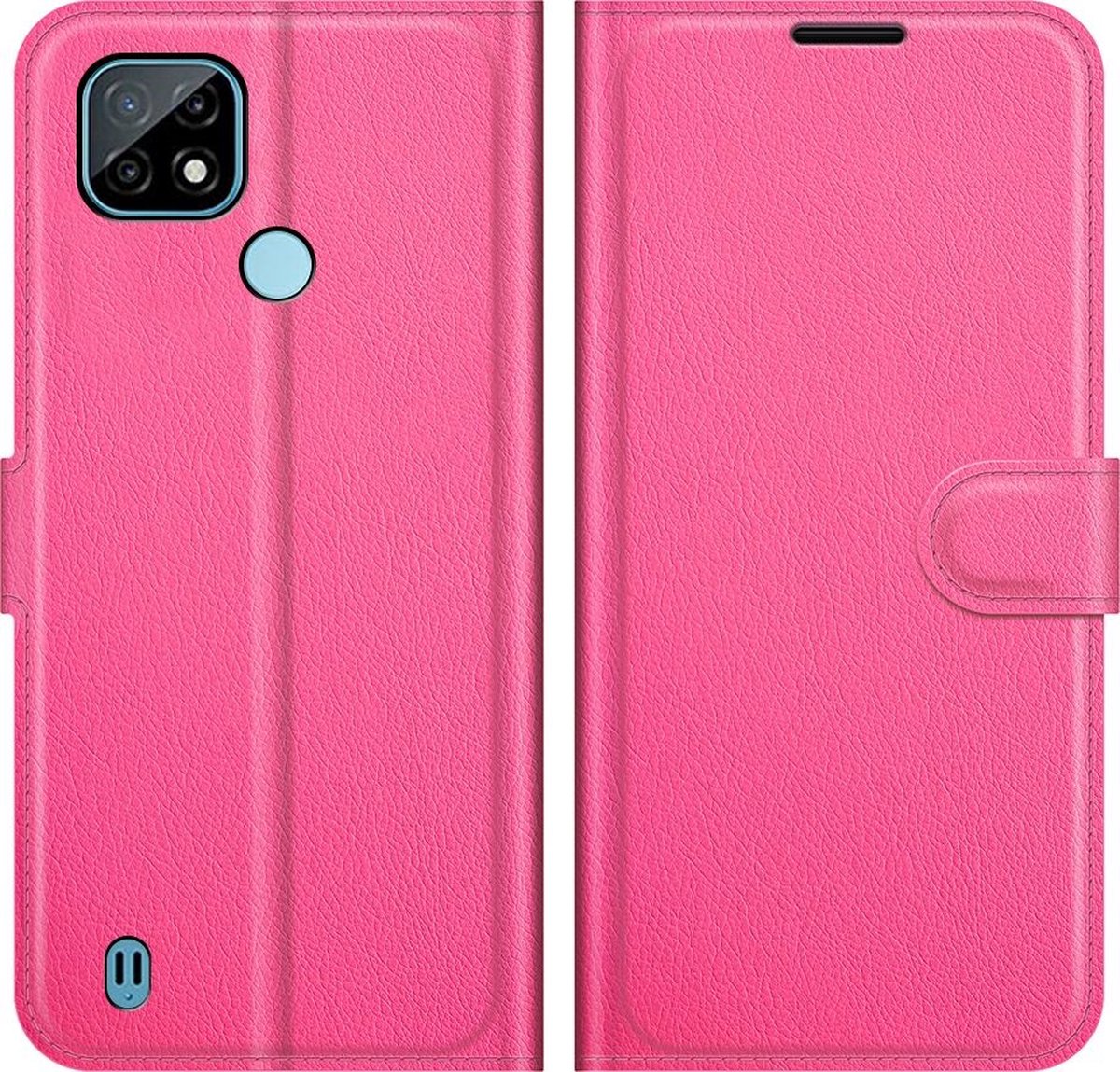 Mobigear Telefoonhoesje geschikt voor Realme C21 Hoesje | Mobigear Classic Bookcase Portemonnee | Pasjeshouder voor 3 Pasjes | Telefoonhoesje voor Pinpas / OV Kaart / Rijbewijs - Magenta