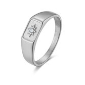 Twice As Nice Ring in edelstaal, rechthoek met ster, 1 kristal  58