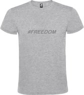 Grijs  T shirt met  print van "# FREEDOM " print Zilver size XL