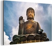 Wanddecoratie Metaal - Aluminium Schilderij Industrieel - Boeddha beeld in open lucht - 180x120 cm - Dibond - Foto op aluminium - Industriële muurdecoratie - Voor de woonkamer/slaapkamer