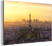 Wanddecoratie Metaal - Aluminium Schilderij Industrieel - Parijs - Eiffeltoren - Licht - 30x20 cm - Dibond - Foto op aluminium - Industriële muurdecoratie - Voor de woonkamer/slaapkamer