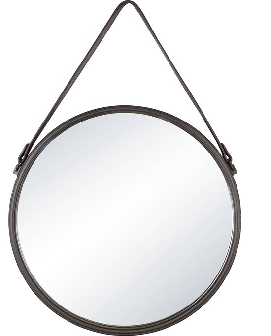Doorweekt Alternatief Makkelijk in de omgang INSPIRE - Wandspiegel - Ronde spiegel BARBIER - Decoratieve spiegel met riem  - Ø 55 cm... | bol.com