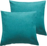 Kussenhoes - 45x45cm - Blauw Groen -2 stuks - Waterafstotend - Polyester - Hotel - Buiten gebruik en binnen gebruik