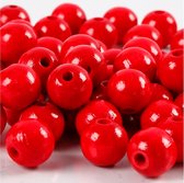 Perles en bois d: 12 mm taille du trou 3 mm rouge 22gr environ 40 pièces
