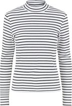 Pieces T-shirt Pcvoma Ls High Neck Top Bc 17124353 Bright White/ Black Stripes Dames Maat - L