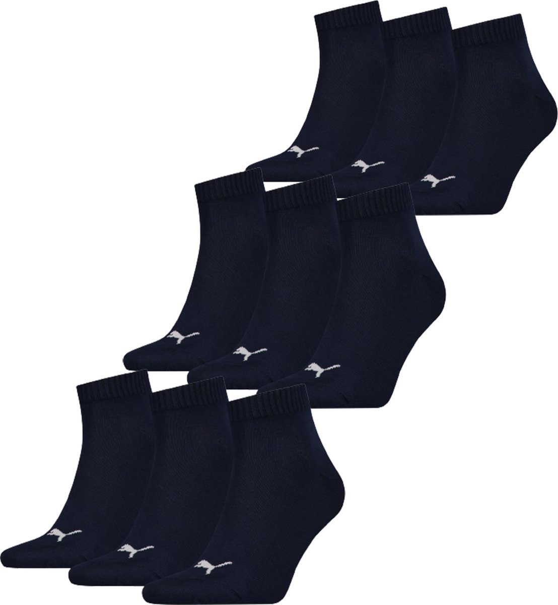 Puma Quarter Sokken Plain 9-pack -43/46 Blauw