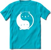 Ying Yang Kat - Katten T-Shirt Kleding Cadeau | Dames - Heren - Unisex | Dieren shirt | Grappig Verjaardag kado | Tshirt Met Print | - Blauw - M