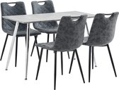 vidaXL 5-delige Eethoek kunstleer zwart