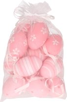 Set de 12 pièces d'œufs de Pâques rose en sachet organza 6 cm - Oeufs de Pâques pour branches de Pâques - Décorations de Pâques / décorations de Pasen
