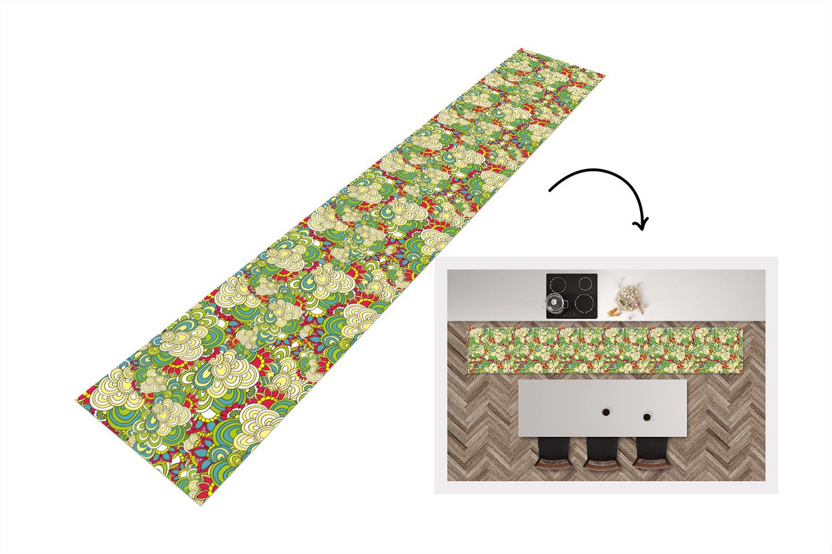 Keukenloper - Keukenmat - Patronen - Bloemen - Lente - 360x60 cm - Keuken vloerkleed