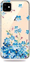 Peachy Schattig Flexibel Blauwe Bloemetjes Hoesje iPhone 11 TPU case - Doorzichtig