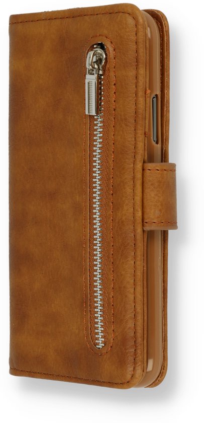 Samsung Galaxy S22 Ultra Case Marron - Étui portefeuille de Luxe en similicuir avec fermeture éclair