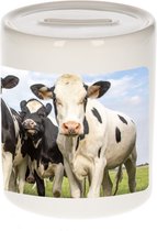 Dieren koe foto spaarpot 9 cm jongens en meisjes - Cadeau spaarpotten Nederlandse koeien liefhebber