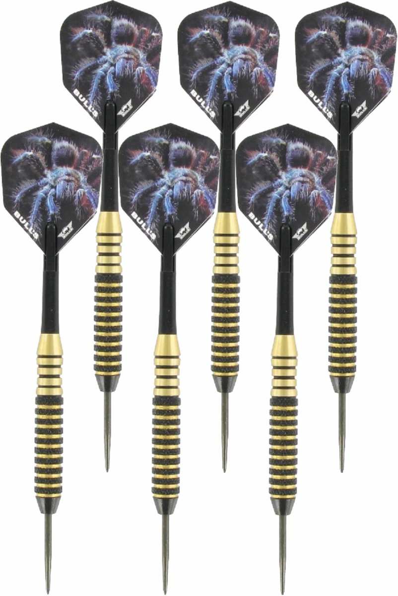 3x Set van 3 dartpijlen Tarantula Brass 22 grams - Darten/darts sport artikelen pijltjes messing
