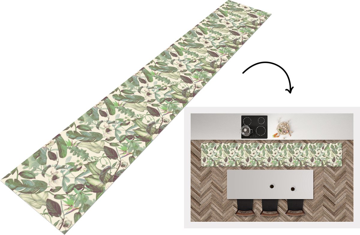 KitchenYeah Keukenloper - Keukenmat - Flora - Jungle - Vintage - Patronen - 360x60 cm - Keuken vloerkleed Multicolor