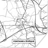 Poster Kaart – Plattegrond – Stadskaart – Fontaine l'évêque – België – Zwart Wit - 100x100 cm XXL
