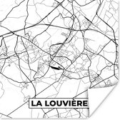Poster België – La Louvière – Stadskaart – Kaart – Zwart Wit – Plattegrond - 30x30 cm