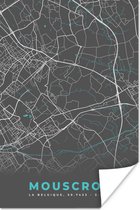 Poster Carte – Plan d'étage – Plan de ville – Mouscron – België - Grijs - 20x30 cm