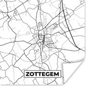 Poster Zwart Wit – België – Plattegrond – Stadskaart – Kaart – Zottegem - 75x75 cm