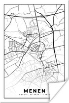 Affiche België – Menin – City Map – Map – Zwart Wit – Floor Plan - 20x30 cm