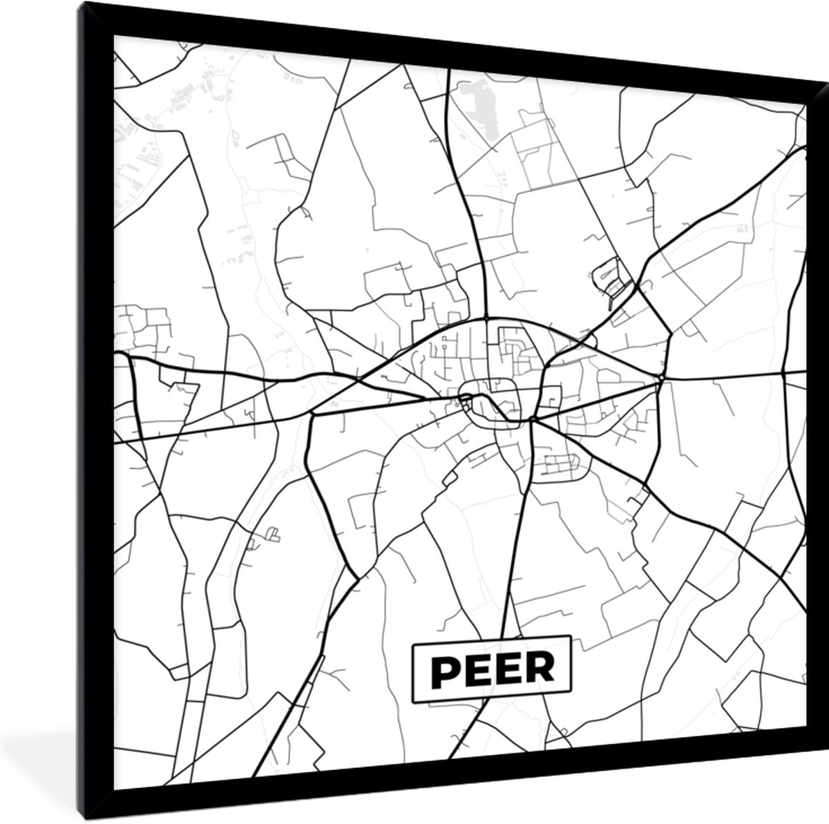 Fotolijst Incl Poster Zwart Wit Plattegrond Peer Zwart Wit Stadskaart Kaart Bol Com