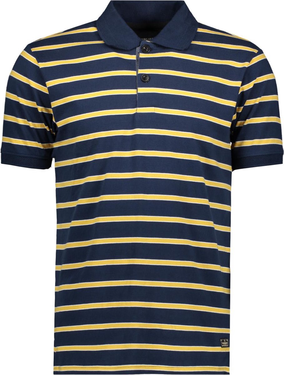 Twinlife Poloshirt Polo Jacquard Stripe Tw13606 Dress Blues 565 Mannen Maat - 3XL