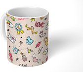 Mok - Koffiemok - Valentijn - Doodle - Design - Mokken - 350 ML - Beker - Koffiemokken - Theemok
