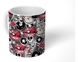 Mok - Koffiemok - Rock - Rock 'n roll - Patroon - Doodshoofd - Mokken - 350 ML - Beker - Koffiemokken - Theemok