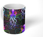 Mok - Koffiemok - Octopus - Regenboog - Neon - Abstract - Patronen - Mokken - 350 ML - Beker - Koffiemokken - Theemok