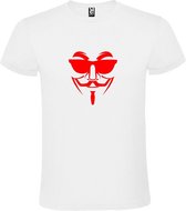 Wit T shirt met print van " Vendetta " print Rood size XXXXL