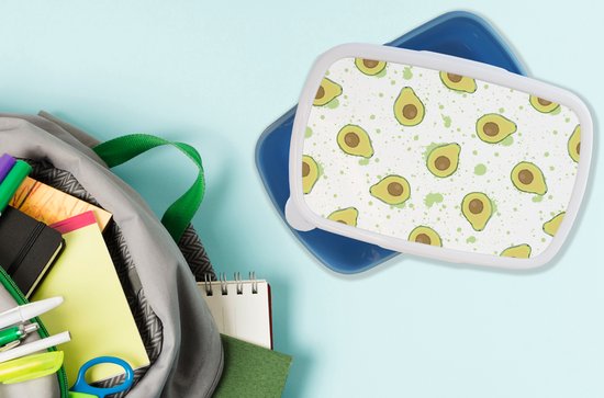 Boîte à lunch Bleu - Boîte à lunch - Boîte à pain - Avocat - Motifs - Blauw - 18x12x6 cm - Enfants - Garçon - Cadeau Sinterklaas - Cadeaux pour enfants - Chaussures cadeaux Sinterklaas