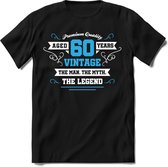 60 Jaar Legend - Feest kado T-Shirt Heren / Dames - Wit / Blauw - Perfect Verjaardag Cadeau Shirt - grappige Spreuken, Zinnen en Teksten. Maat 3XL