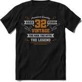 32 Jaar Legend - Feest kado T-Shirt Heren / Dames - Zilver / Goud - Perfect Verjaardag Cadeau Shirt - grappige Spreuken, Zinnen en Teksten. Maat XL