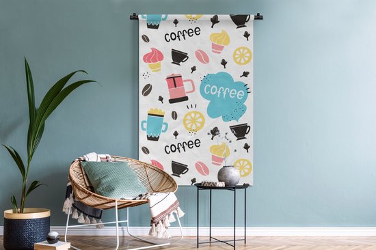 Tapisserie - Tapisserie - Motifs - Grains de café - Café - Glace - 90x135 cm - Tapisserie