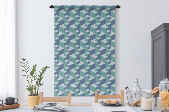 Wandkleed - Wanddoek - Patronen - Kubus - 3D - 90x135 cm - Wandtapijt