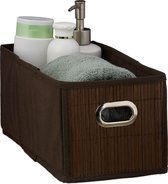 Relaxdays 1 x opbergmand badkamer - bamboe mand - opbergdoos stof - opbergbox - bruin
