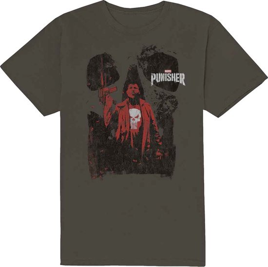Marvel The Punisher - Red Outline Heren T-shirt - XL - Grijs