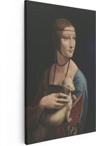 Artaza Canvas Schilderij De Dame met de Hermelijn - Leonardo da Vinci - 80x120 - Groot - Kunst - Wanddecoratie Woonkamer