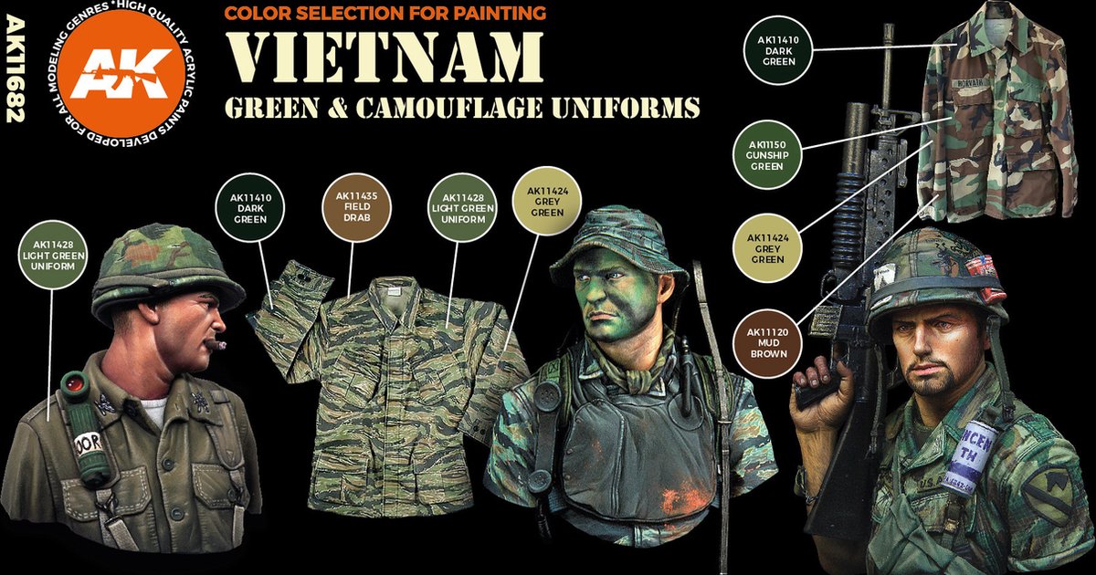 Vietnam Green And Camouflage Colors Set - AK-Interactive - AK-11682